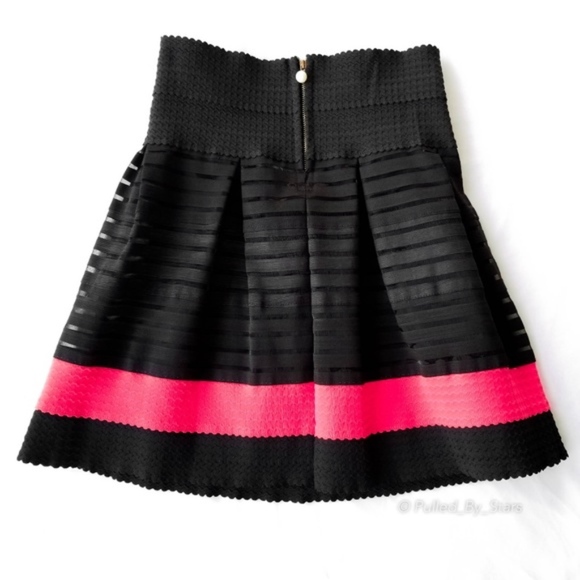 Hot Pink and Black Mini Skirt with Stretch - Picture 2 of 6